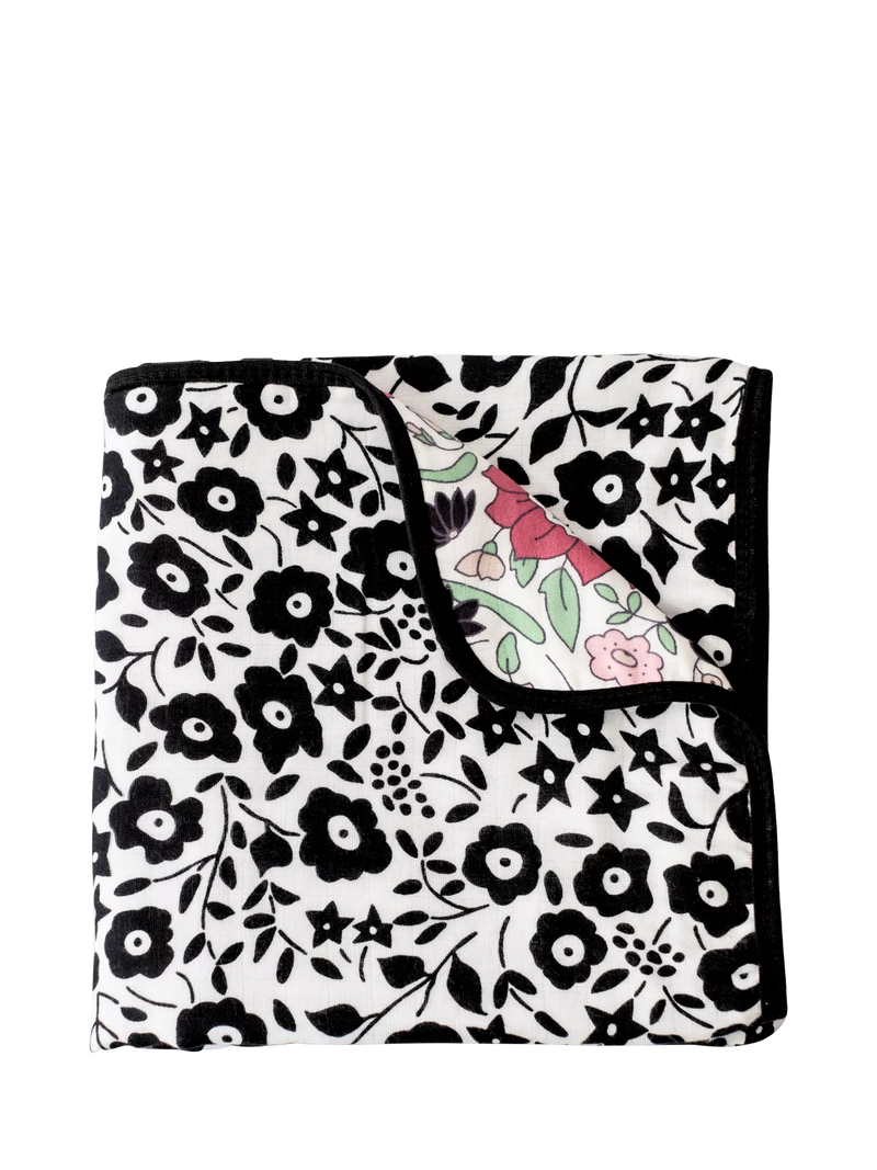 Etta Loves reversible muslin blanket with Liberty and wildflower prints (British brand)