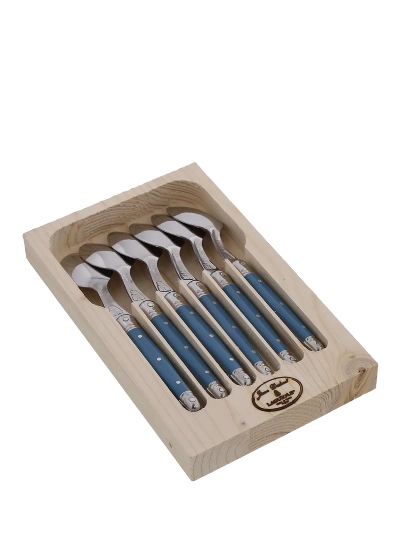 Laguiole teaspoons Arctic Blue set of 6, imported from the UK