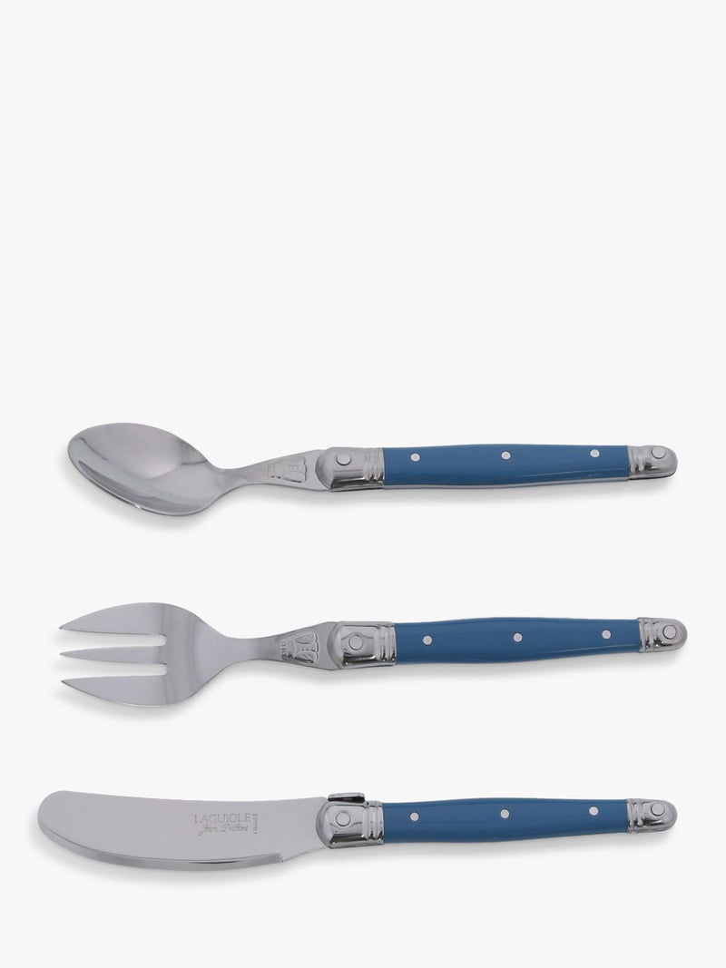 Laguiole children's cutlery set Arctic Blue 3 piece, UK version