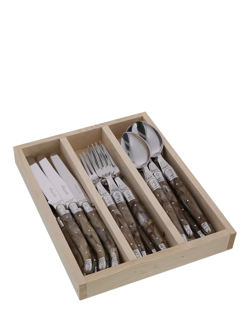 Laguiole cutlery set 18 piece dark horn effect (British brand)
