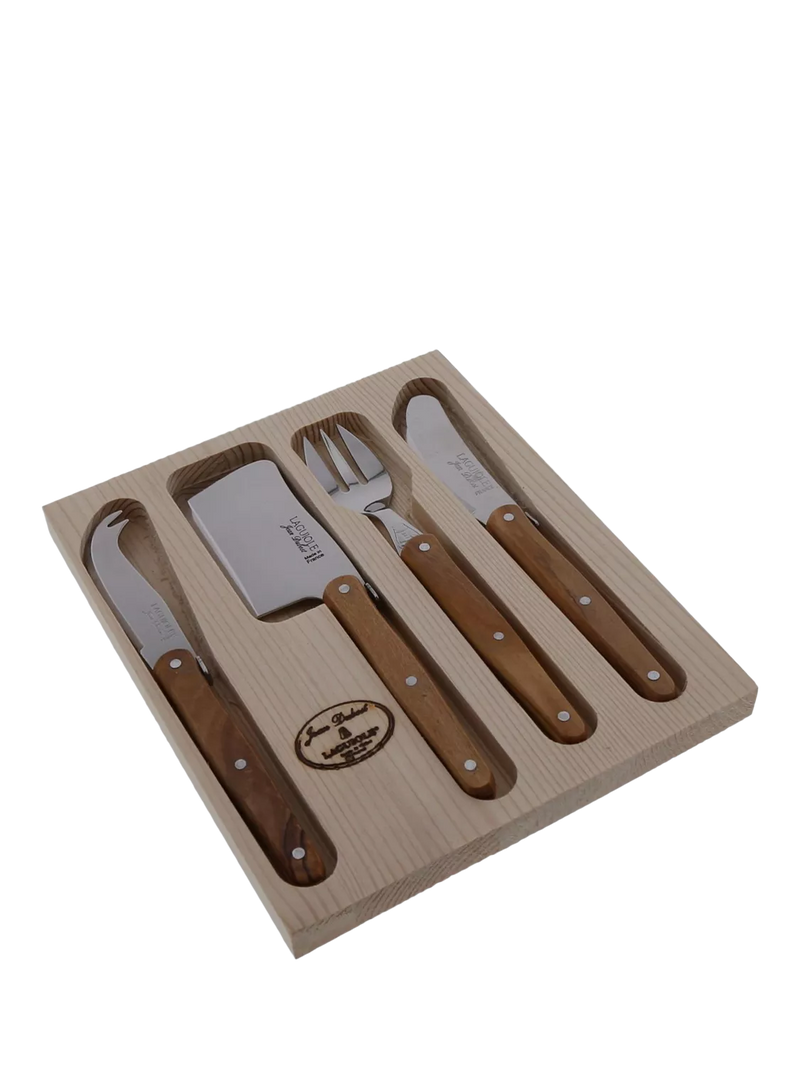 Laguiole cheese knife gift set 4 piece olive wood - British product