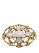 John Lewis Vintage Fine Jewellery 9ct Yellow Gold Fancy Oval 5-Stone Opal Brooch- Buy online at McGrocer
