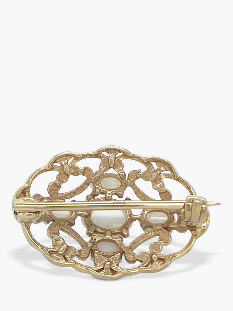 Vintage Fine Jewellery 9ct yellow gold opal brooch, imported from the UK