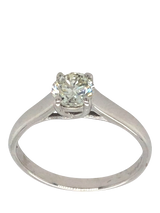 John Lewis Vintage Fine Jewellery Pre-loved 18ct White Gold Single Stone Diamond Claw Set Ring- Buy online at McGrocer