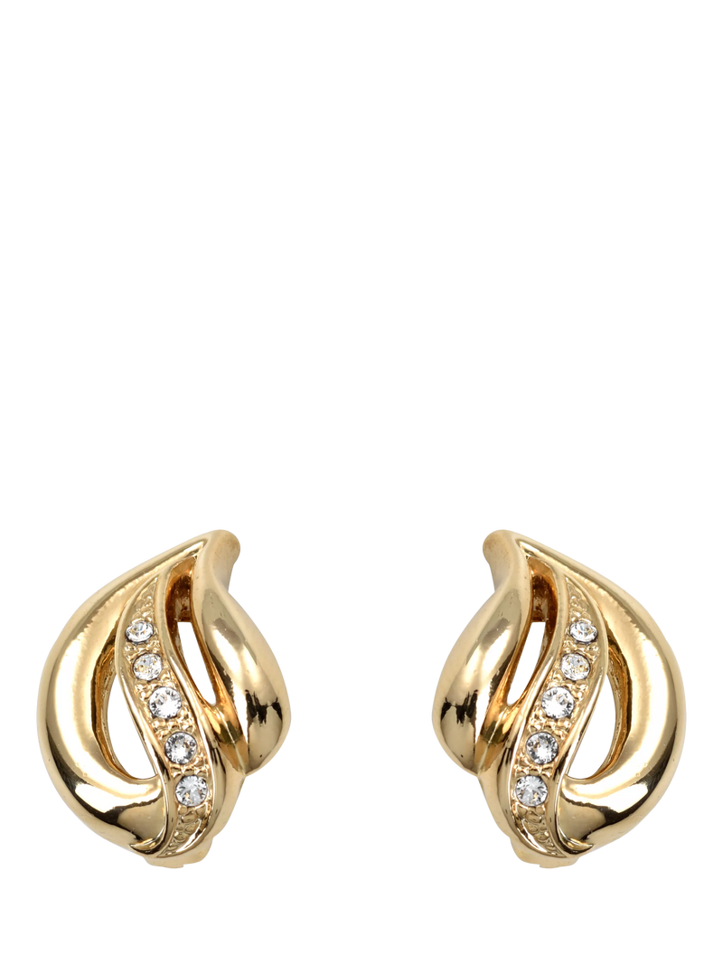 Eclectica gold plated crystal clip-on earrings H2xW1.5cm - British product