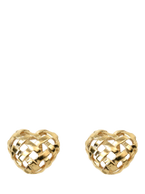 John Lewis Eclectica Pre-Loved Gold-Plated Woven Heart Clip-On Earrings- Buy online at McGrocer