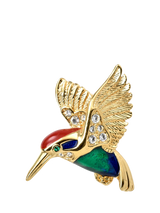 John Lewis Eclectica Pre-loved Attwood & Sawyer Gold Plated Swarovski Hummingbird Brooch- Buy online at McGrocer