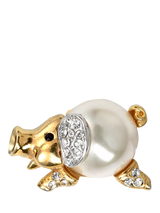 John Lewis Eclectica Pre-loved Miniature Piggy Stick Pin, Gold/Cream- Buy online at McGrocer