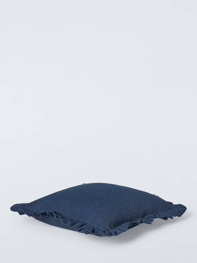 John Lewis denim frill cushion indigo 45x45cm (British brand)