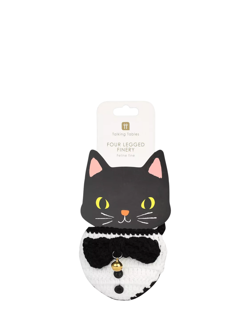Talking Tables cat bow tie bandana black multi, imported from the UK
