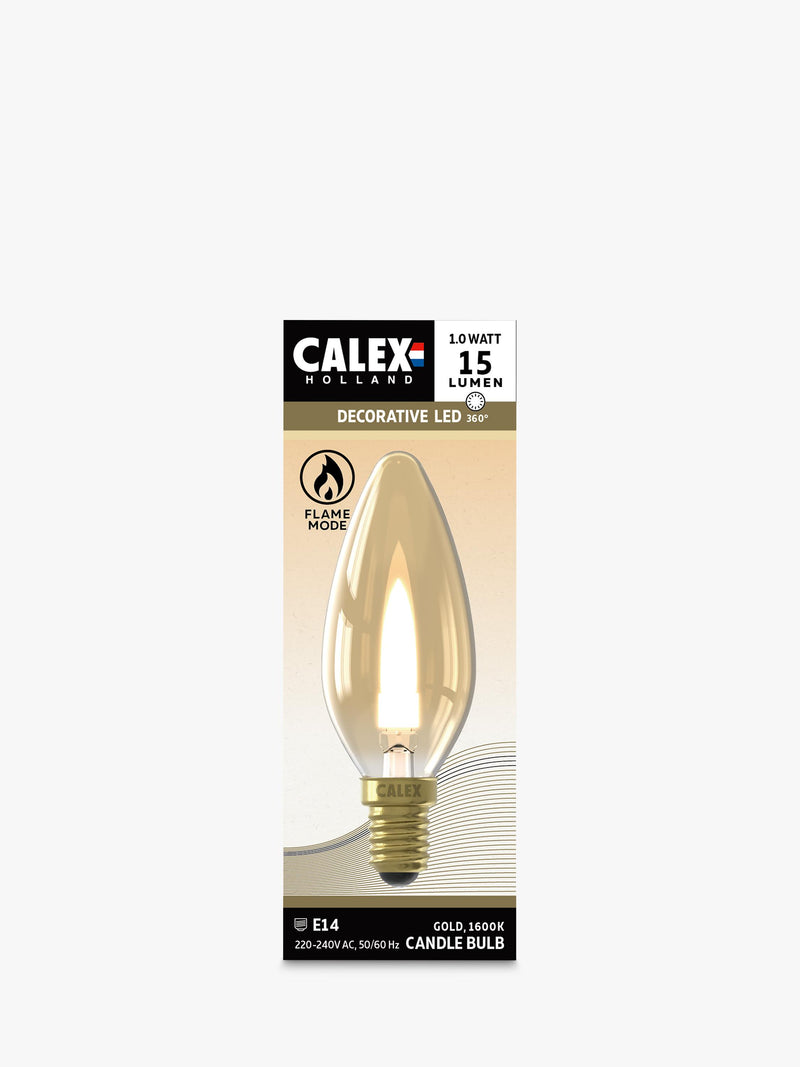 Calex 1W E14 LED filament tinted candle bulb, UK version