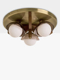 MADE Layla 3-arm wood glass orb flush ceiling light (British brand)