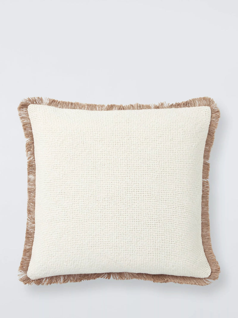 John Lewis fringed cotton cushion 45x45cm, UK version