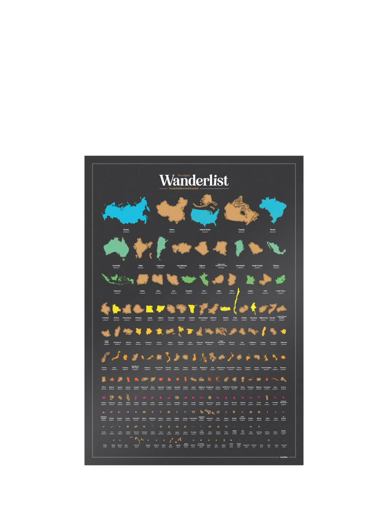 Luckies Wanderlist scratch tracker poster 420x594mm - British product