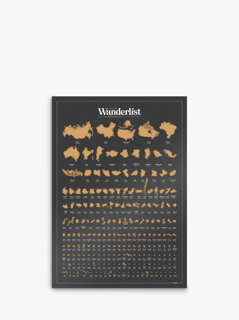 Luckies Wanderlist scratch tracker poster 420x594mm - British product