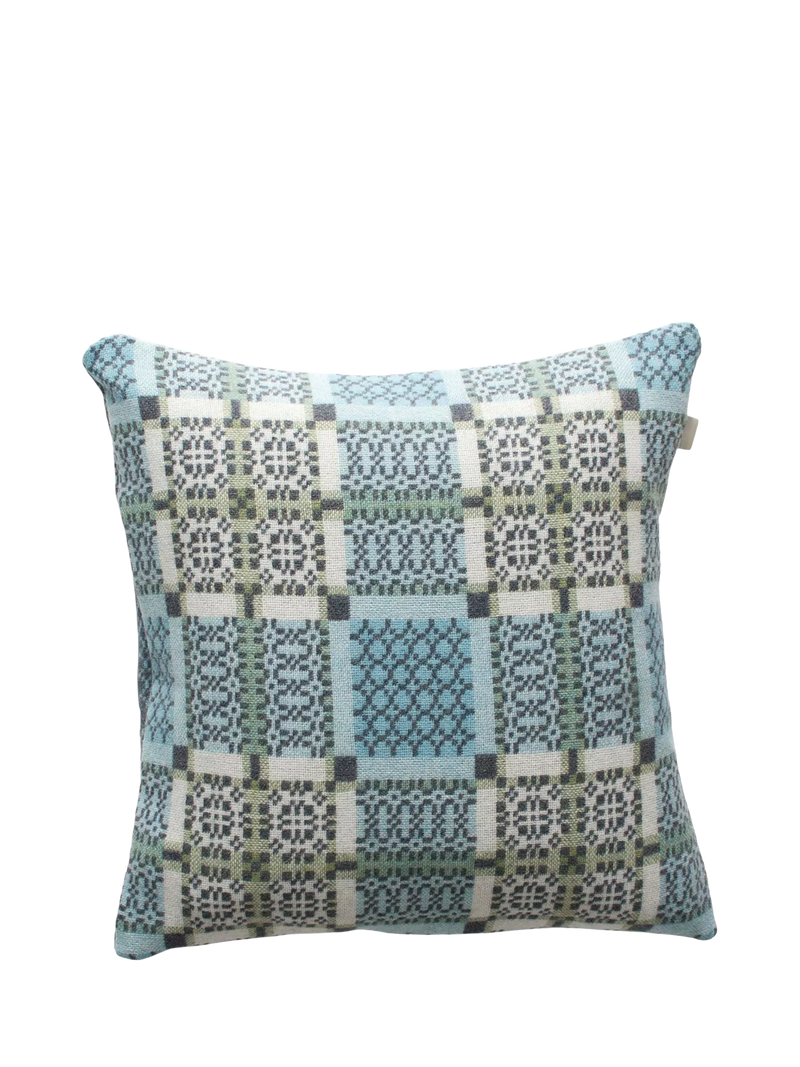 Melin Tregwynt lambswool cushion bluestone 45x45cm, imported from the UK