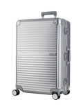 Rock Axel Aluminium 8-Wheel 76cm Large Suitcase, 103L, Silver