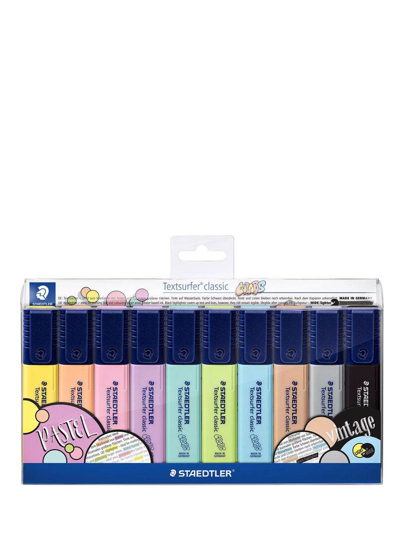 STAEDTLER pastel highlighters pack of 10 (British brand)