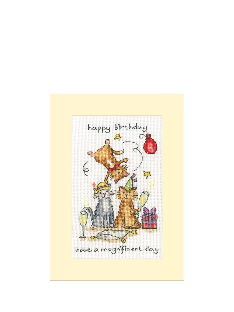 Bothy Threads Mognificent Day cross stitch card kit (British brand)