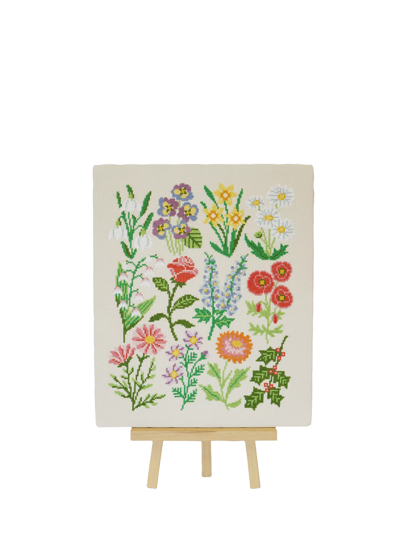 Caterpillar Cross Stitch Birthday Botanicals cross stitch kit, UK version