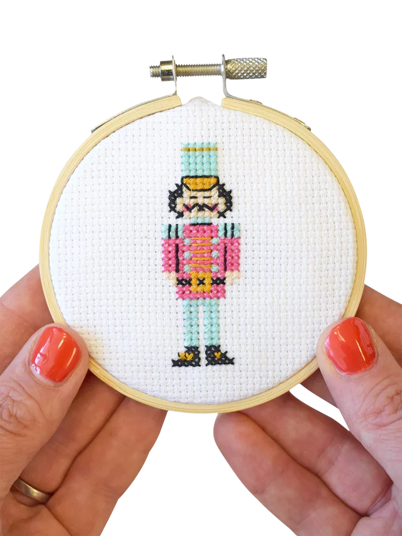 The Make Arcade nutcracker mini cross stitch kit 8cm - British product