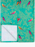 Sara Miller Chelsea Birds cotton table runner 250cm green (British brand)
