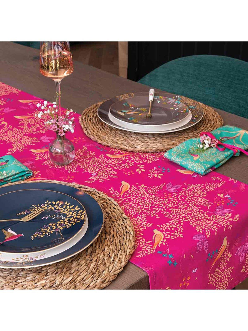 Sara Miller Chelsea Birds cotton table runner 250cm (British brand)
