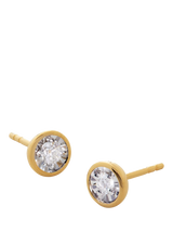 John Lewis Monica Vinader Round Cut Solitaire Stud Earrings, Gold- Buy online at McGrocer