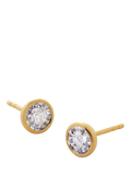 Monica Vinader round cut solitaire stud earrings gold vermeil, imported from the UK