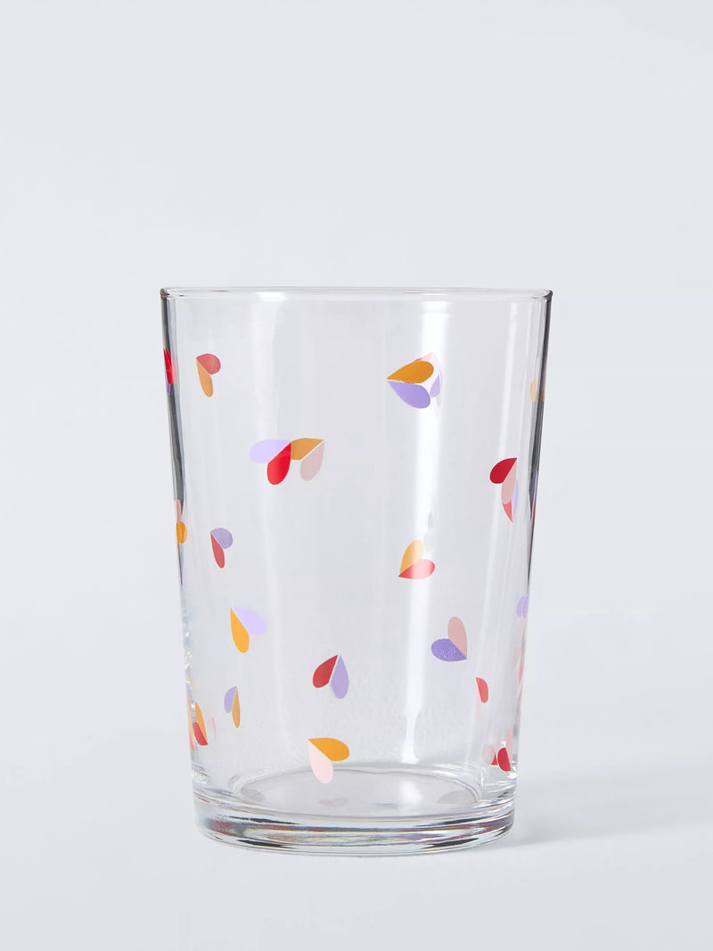 John Lewis Multi Heart Glass Tumbler 500ml, imported from the UK