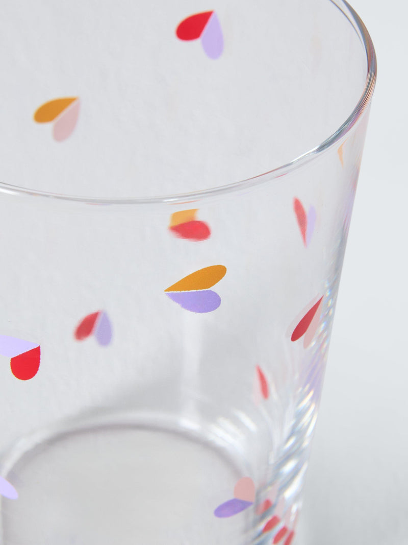 John Lewis Multi Heart Glass Tumbler 500ml, imported from the UK