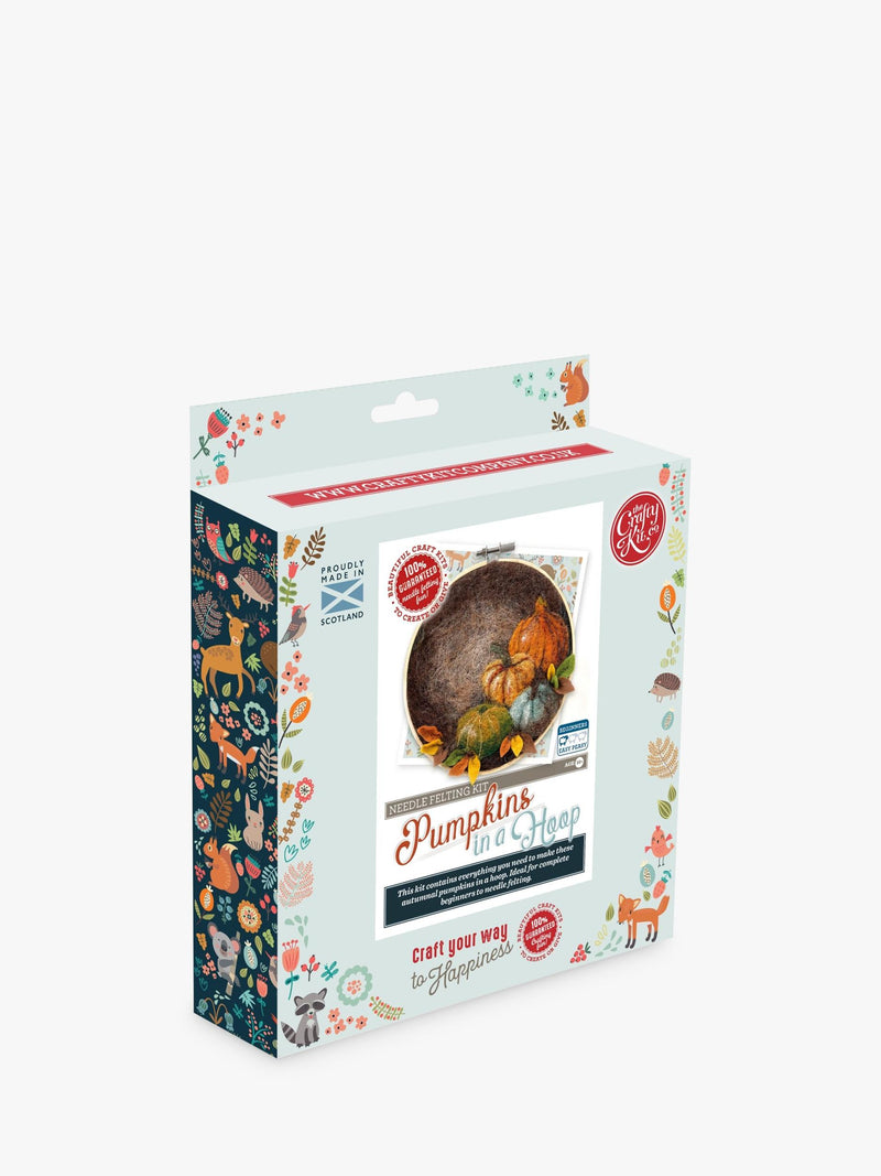 The Crafty Kit Company pumpkins in a hoop needle felting kit (British brand)