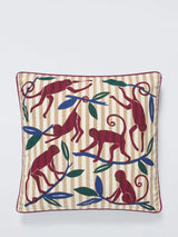 John Lewis John Lewis Stripes and Monkeys Indoor/Outdoor Cushion Purple/Multi 50x50cm- Buy online at McGrocer