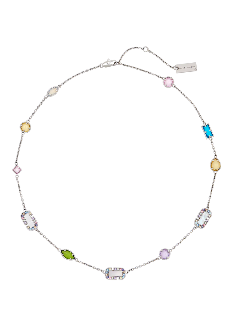 Marc Jacobs charm necklace silver multi crystal, imported from the UK