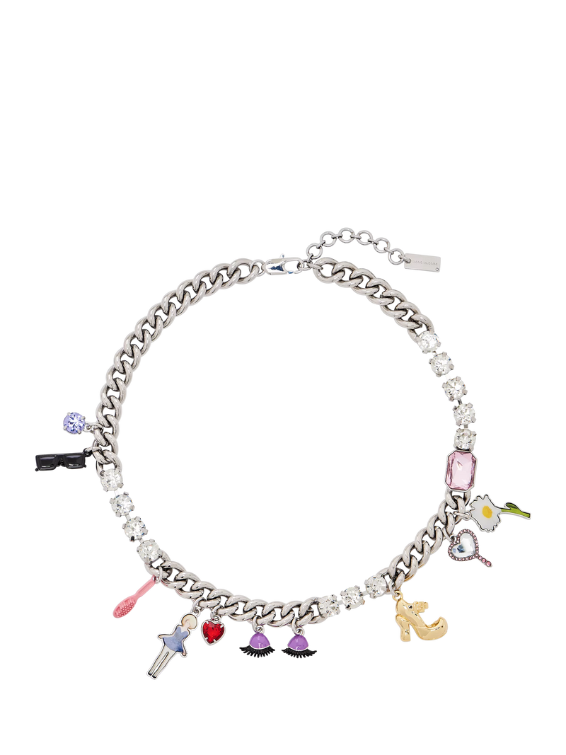 Marc Jacobs charm necklace silver multi, imported from the UK