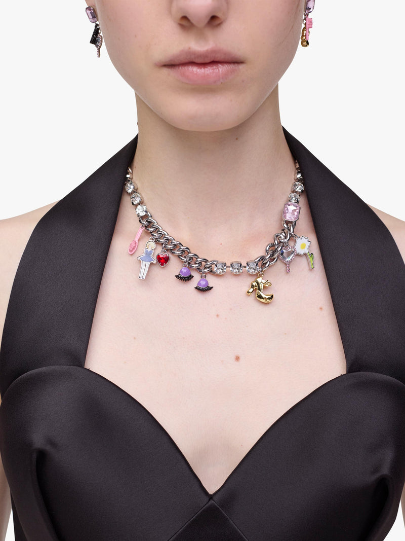 Marc Jacobs charm necklace silver multi, imported from the UK