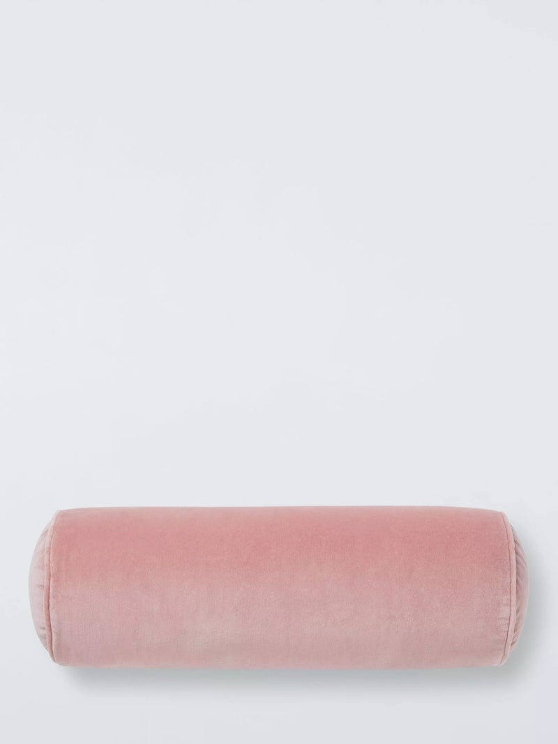 John Lewis Cotton Velvet Bolster Cushion, Pink