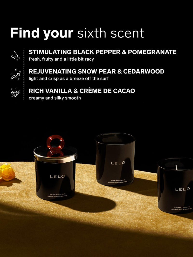 LELO Flickering Touch massage candle black pepper pomegranate 400g, UK version