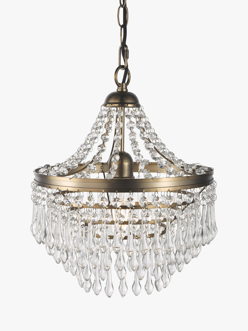 John Lewis La Scala chandelier satin bronze 30cm diameter, imported from the UK
