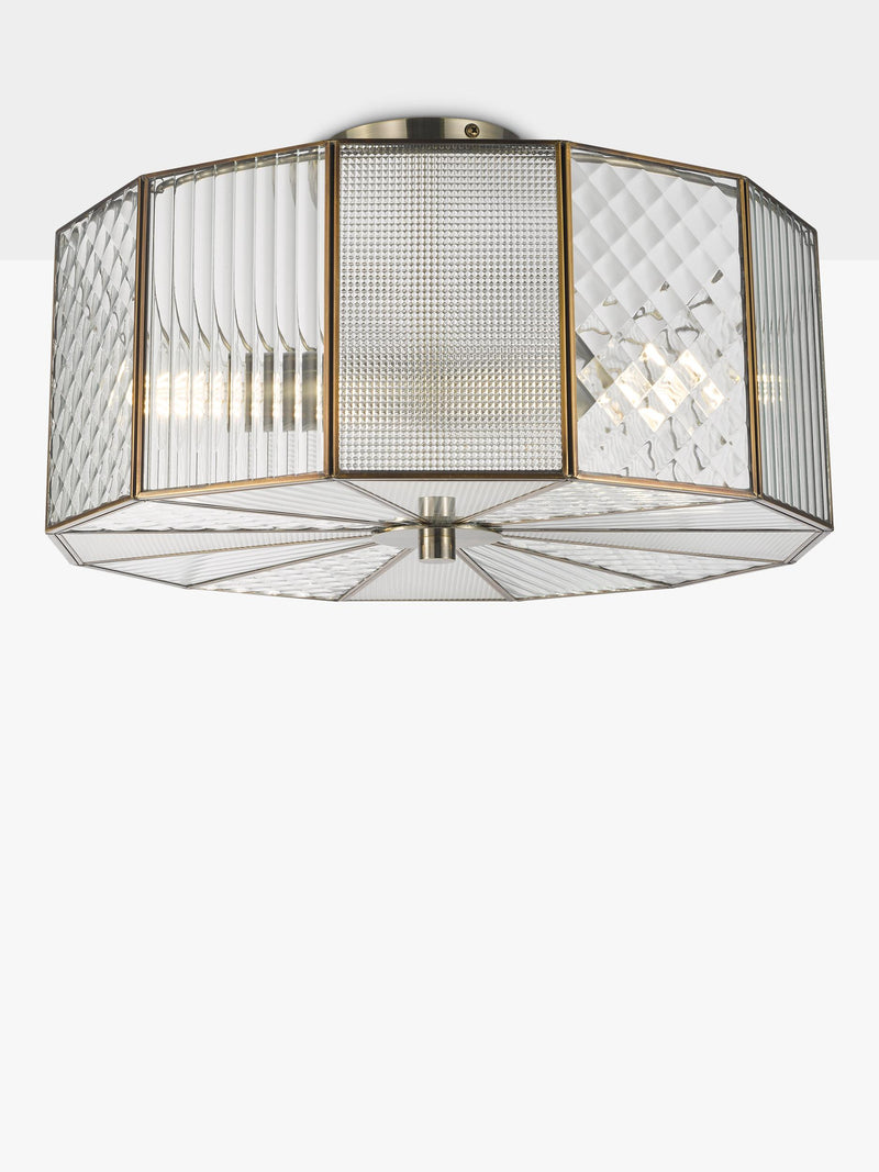 John Lewis Rhea semi flush ceiling light antique brass (British brand)