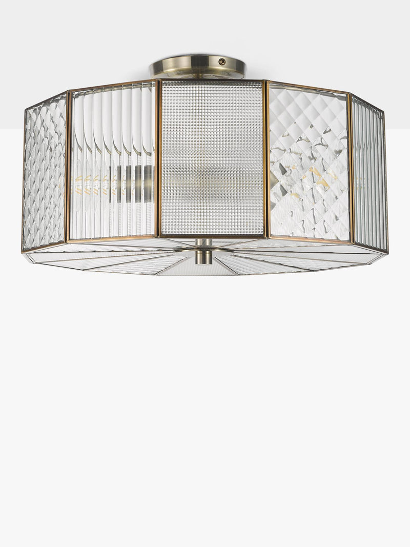 John Lewis Rhea semi flush ceiling light antique brass (British brand)