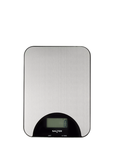 John Lewis Salter Stainless Steel Rechargeable Electronic Kitchen Scale, Silver, 5kg- Buy online at McGrocer