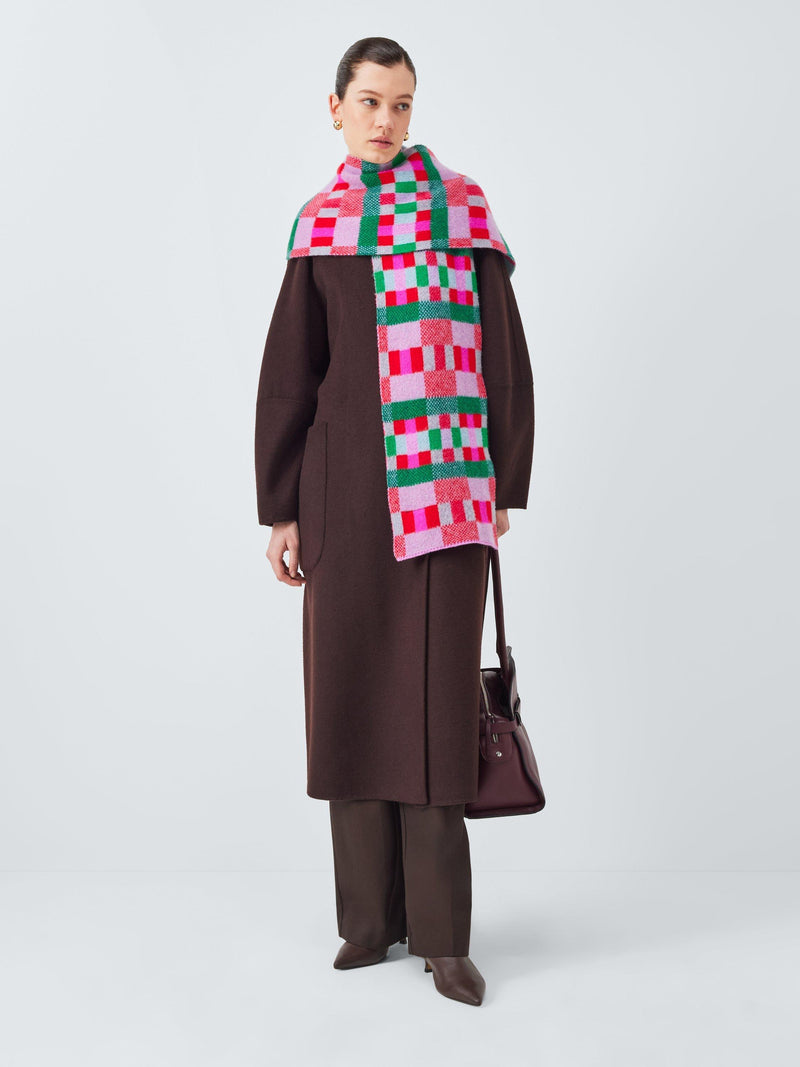 Quinton + Chadwick brushed wool block scarf 180x24cm, imported from the UK