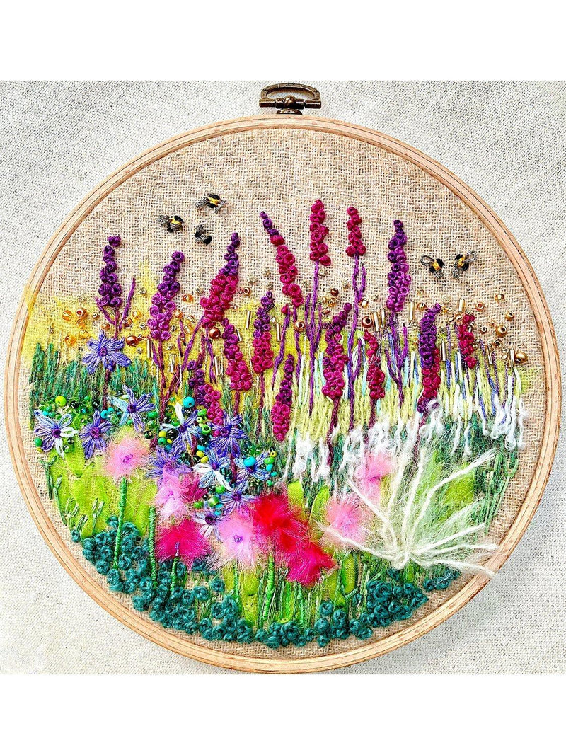 Floral Carnation Embroidery Kit on 100% Wool Fabric