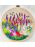 Floral Carnation Embroidery Kit on 100% Wool Fabric
