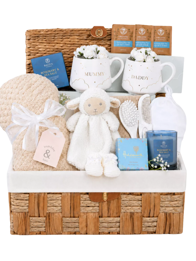 Bumbles & Boo baby gift hamper with personalised card, UK version