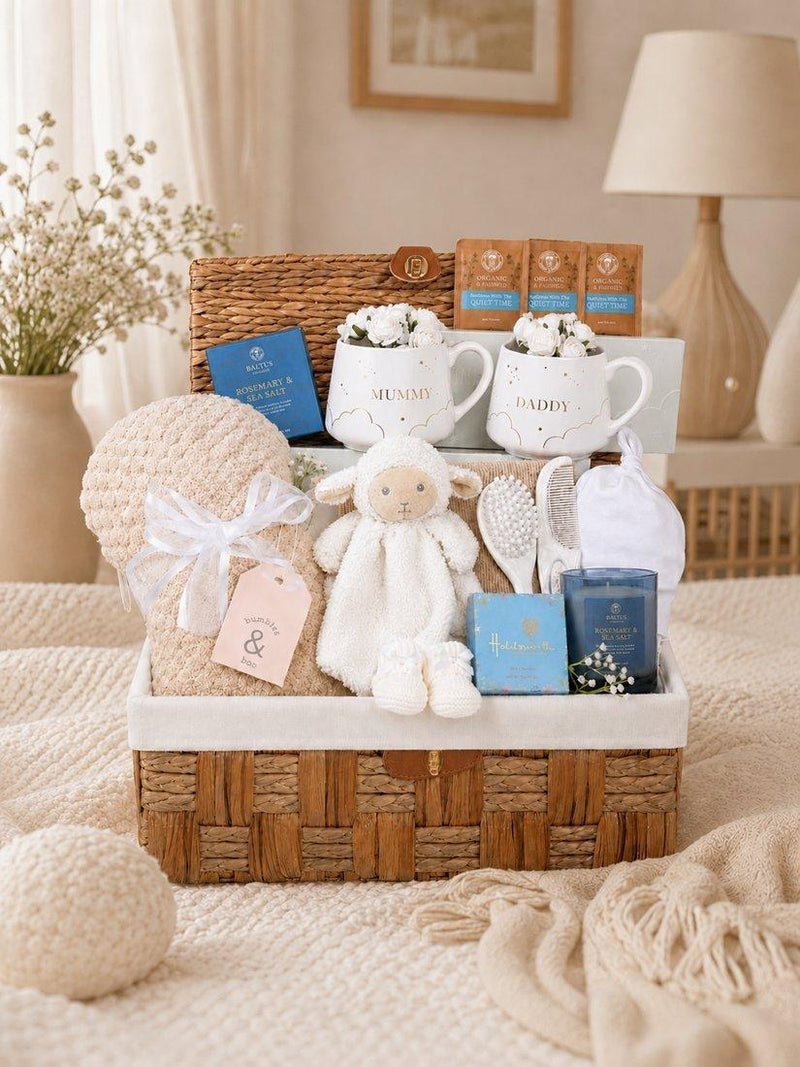 Bumbles & Boo baby gift hamper with personalised card, UK version