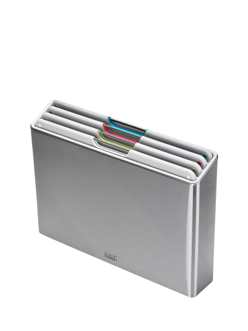 Joseph Joseph Folio chopping board set with stainless steel case, light stone (British brand)