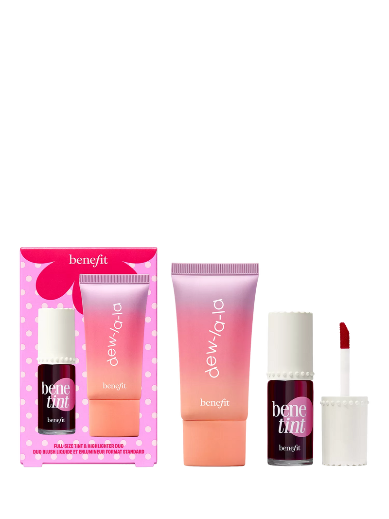 Benefit Dew The Benetint makeup gift set with rose stain and highlighter (British brand)