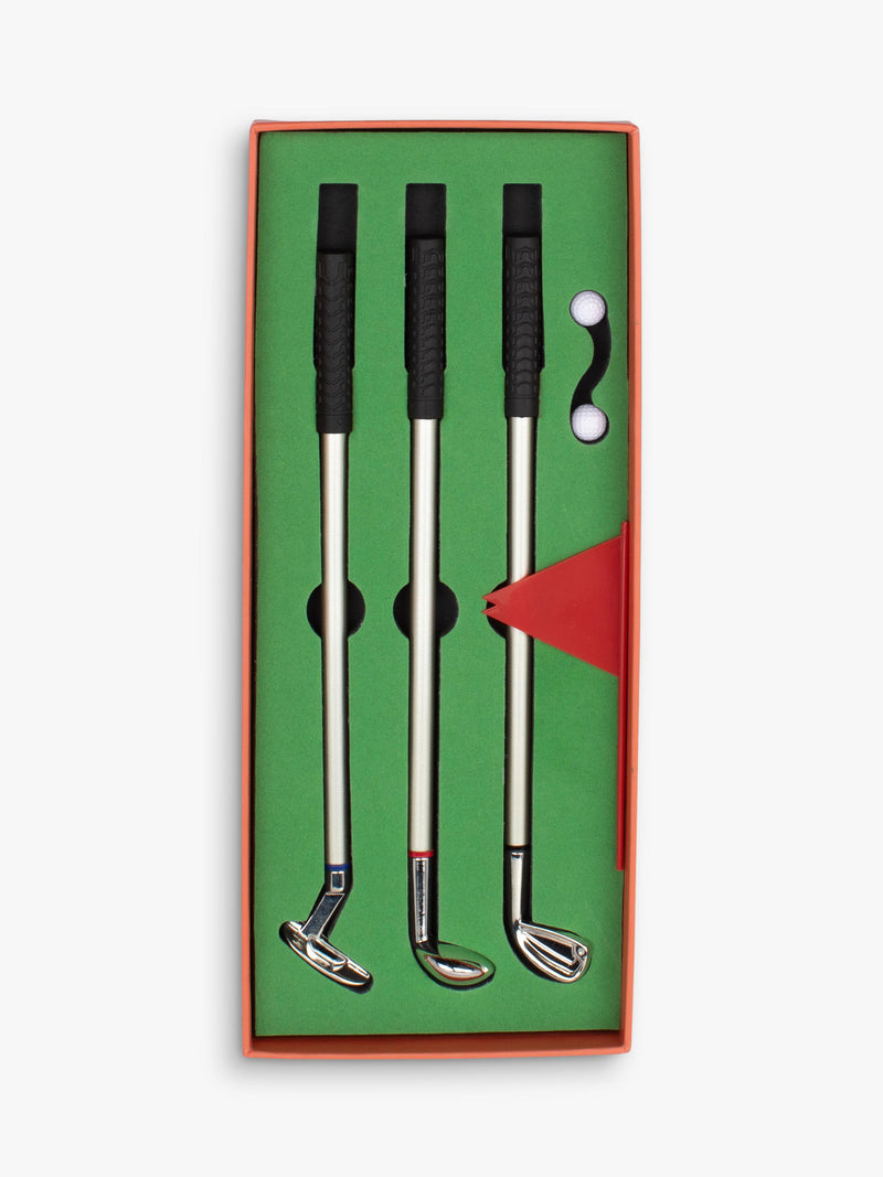 Gentlemen's Hardware Golf Club Pen Set with mini putt green, imported from the UK